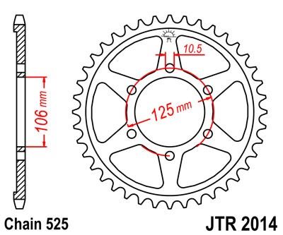 Řetězová rozeta JT JTR 2014-47 47 zubů, 525