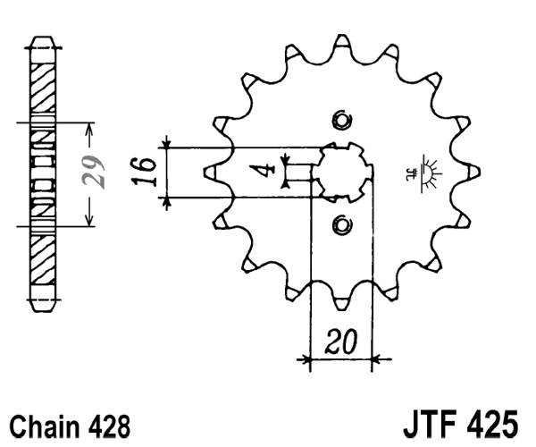 Řetězové kolečko JT JTF 425-14 14 zubů, 428