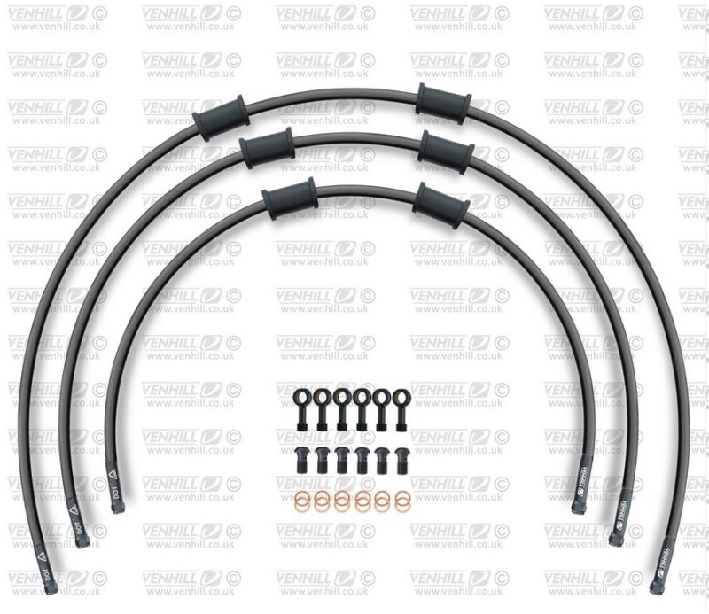 STANDARD Hadice přední brzdy sada Venhill POWERHOSEPLUS SUZ-6001FB-BK (3 hadice v sadě) černé hadice, černé koncovky