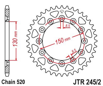 Řetězová rozeta JT JTR 245/2-41 41 zubů, 520