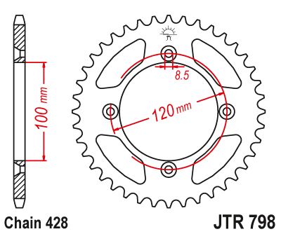 Řetězová rozeta JT JTR 798-52 52 zubů, 428