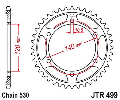 Řetězová rozeta JT JTR 499-40 40 zubů, 530