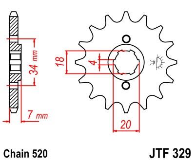 Řetězové kolečko JT JTF 329-16 16 zubů, 520