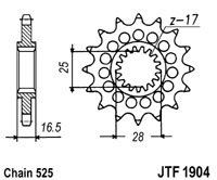 Řetězové kolečko JT JTF 1904-17RB 17 zubů, 525 pogumované