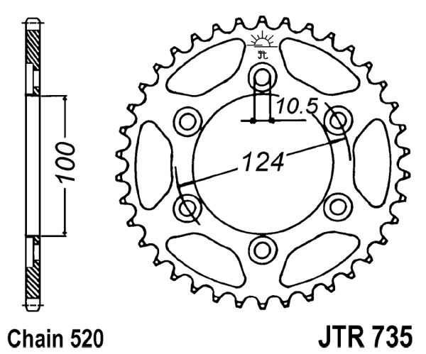 Řetězová rozeta JT JTR 735-36 36 zubů, 520