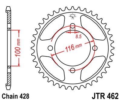 Řetězová rozeta JT JTR 462-50 50 zubů, 428