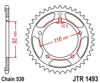 Řetězová rozeta JT JTR 1493-42ZBK 42 zubů, 530 Černý zinek