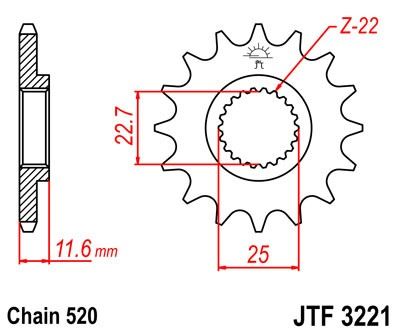 Řetězové kolečko JT JTF 3221-12 12 zubů, 520