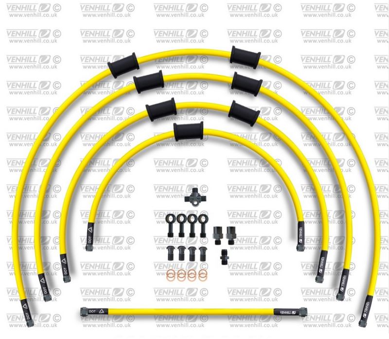 STANDARD Hadice přední brzdy sada Venhill POWERHOSEPLUS YAM-9001FB-YE (5hadic v sadě) žluté hadice, černé koncovky