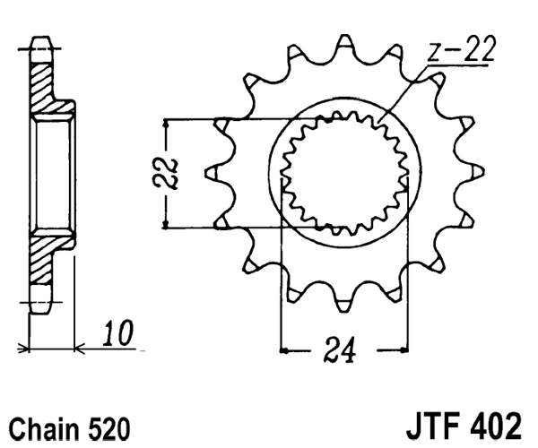 Řetězové kolečko JT JTF 402-16RB 16 zubů, 520 pogumované