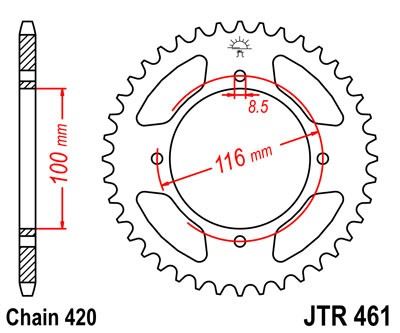 Řetězová rozeta JT JTR 461-47 47 zubů, 420