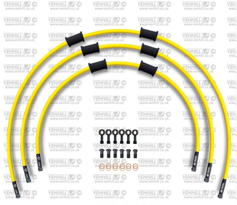 STANDARD Hadice přední brzdy sada Venhill POWERHOSEPLUS YAM-8005FB-YE (3 hadice v sadě) žluté hadice, černé koncovky