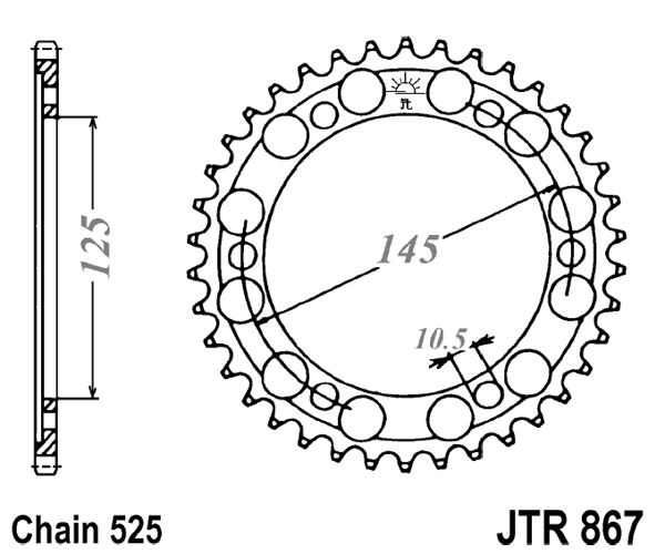 Řetězová rozeta JT JTR 867-44 44 zubů, 525