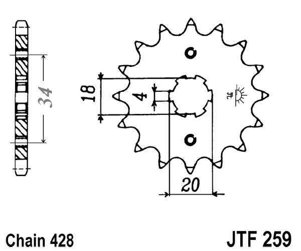 Řetězové kolečko JT JTF 259-14 14 zubů, 428
