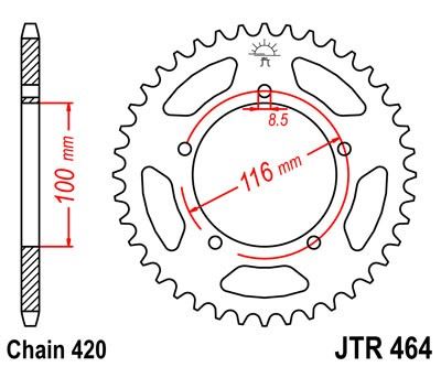 Řetězová rozeta JT JTR 464-44 44 zubů, 420