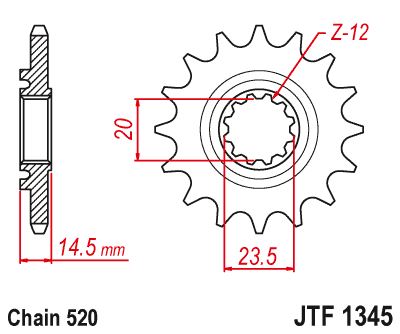 Řetězové kolečko JT JTF 1345-13RB 13 zubů, 520 pogumované
