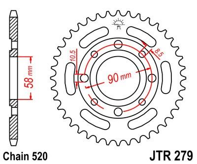 Řetězová rozeta JT JTR 279-33 33 zubů, 520