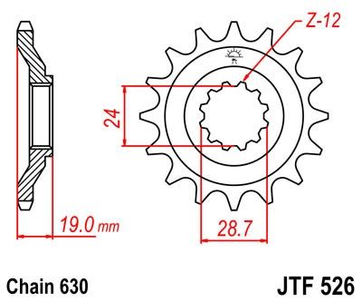 Řetězové kolečko JT JTF 526-15 15 zubů, 630