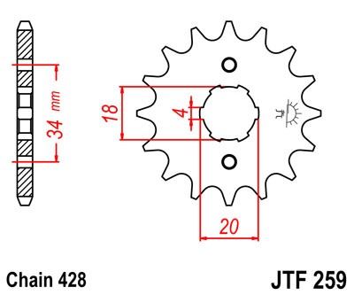 Řetězové kolečko JT JTF 259-17 17 zubů, 428