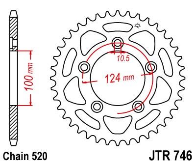 Řetězová rozeta JT JTR 746-46 46 zubů, 520