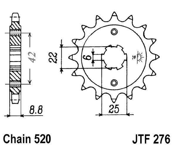 Řetězové kolečko JT JTF 276-15 15 zubů, 520