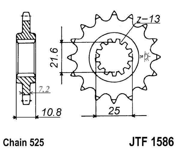 Řetězové kolečko JT JTF 1586-17RB 17 zubů, 525 pogumované