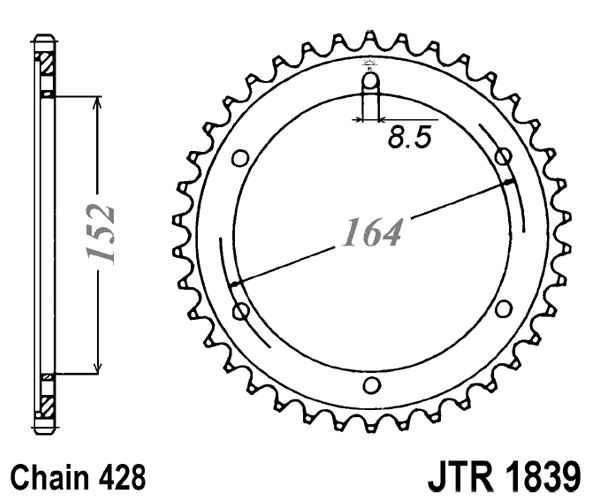 Řetězová rozeta JT JTR 1839-55 55 zubů, 428