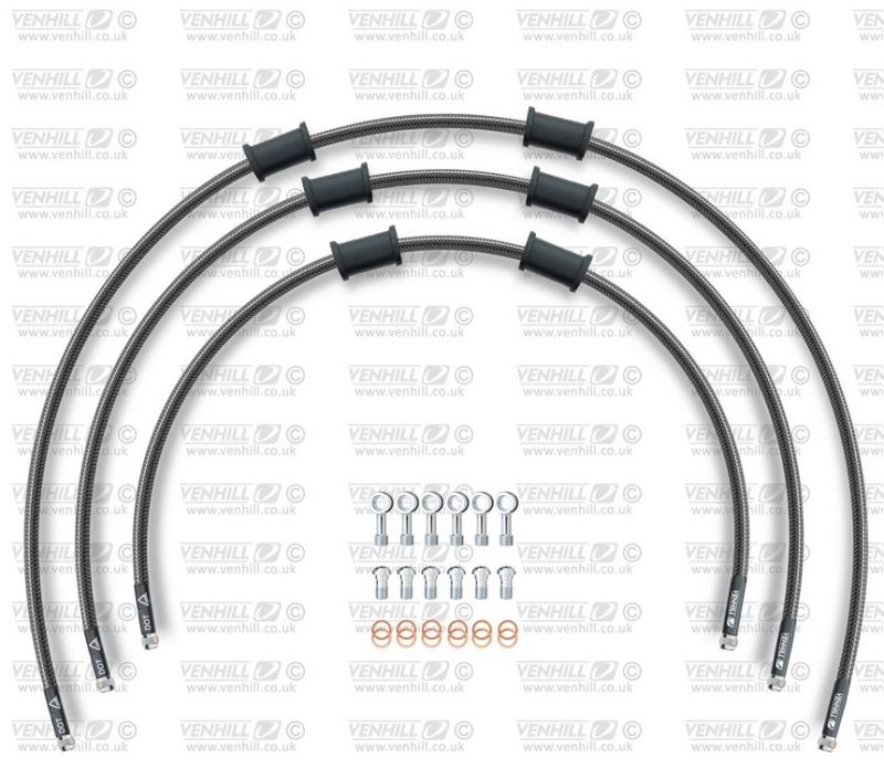 STANDARD Hadice přední brzdy sada Venhill POWERHOSEPLUS YAM-6005FS-CB (3 hadice v sadě) karbonové hadice, nerezové koncovky