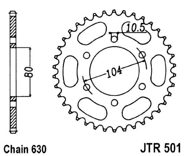 Řetězová rozeta JT JTR 501-38 38 zubů, 630