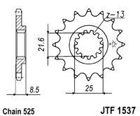 Řetězové kolečko JT JTF 1537-17RB 17 zubů, 525 pogumované