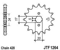 Řetězové kolečko JT JTF 1264-17 17 zubů, 428