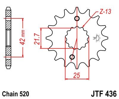 Řetězové kolečko JT JTF 436-15 15 zubů, 520