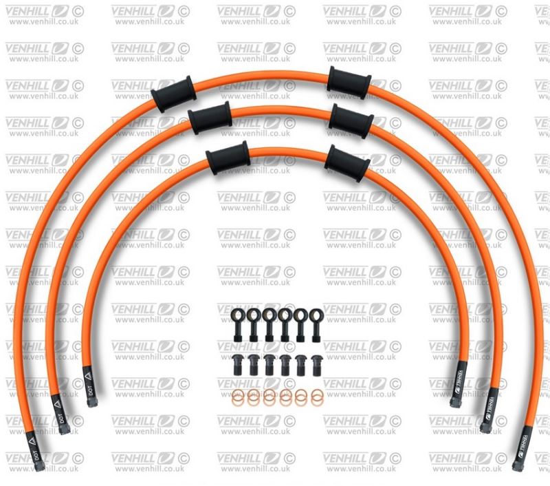 STANDARD Hadice přední brzdy sada Venhill POWERHOSEPLUS SUZ-5006FB-OR (3 hadice v sadě) oranžové hadice, černé koncovky