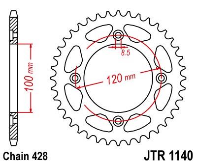 Řetězová rozeta JT JTR 1140-50 50 zubů, 428