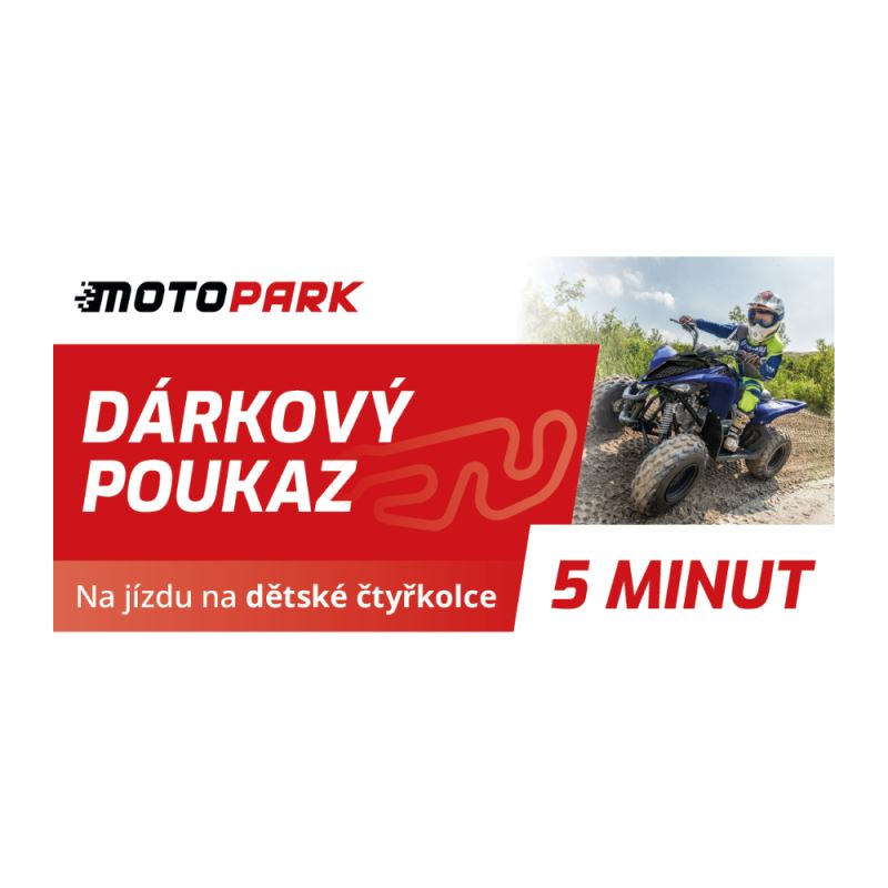 Dárkový poukaz MOTOPARK na 5 minut na DĚTSKÉ čtyřkolce