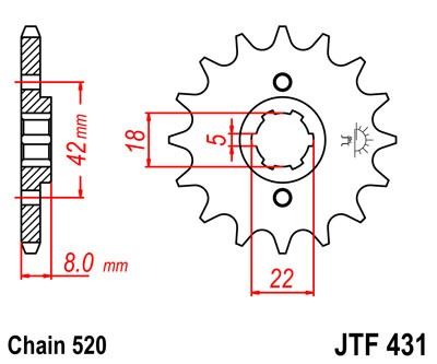 Řetězové kolečko JT JTF 431-13 13 zubů, 520