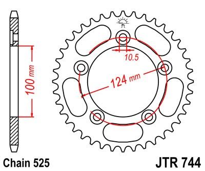 Řetězová rozeta JT JTR 744-38 38 zubů, 525