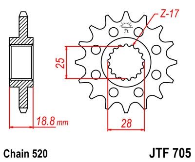 Řetězové kolečko JT JTF 705-15 15 zubů, 520