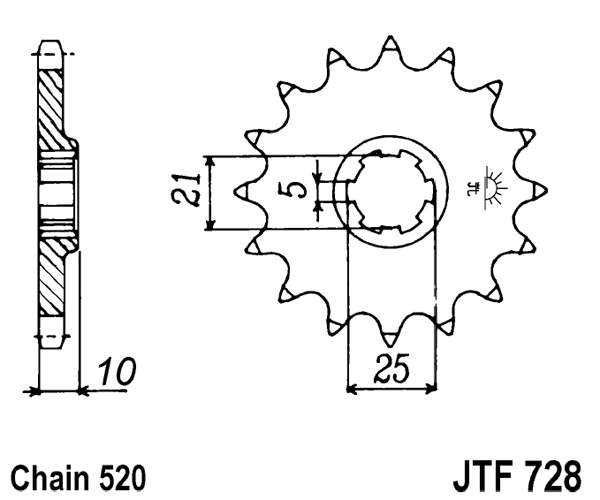 Řetězové kolečko JT JTF 728-16 16 zubů, 520