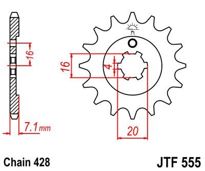 Řetězové kolečko JT JTF 555-13 13 zubů, 428