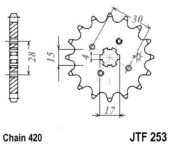 Řetězové kolečko JT JTF 253-13 13 zubů, 420