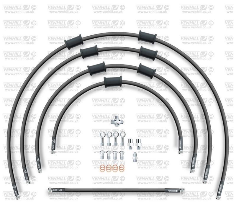 STANDARD Hadice přední brzdy sada Venhill POWERHOSEPLUS SUZ-5007FS-BK (5hadic v sadě) černé hadice, nerezové koncovky