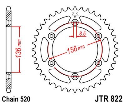 Řetězová rozeta JT JTR 822-46 46 zubů, 520
