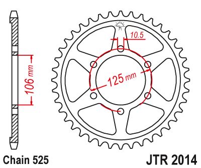 Řetězová rozeta JT JTR 2014-46 46 zubů, 525