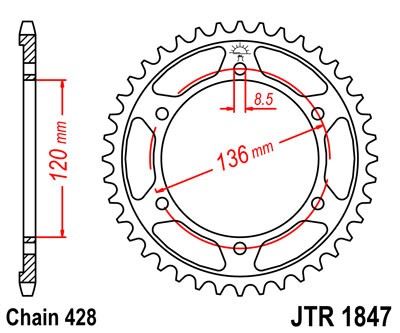 Řetězová rozeta JT JTR 1847-56 56 zubů, 428