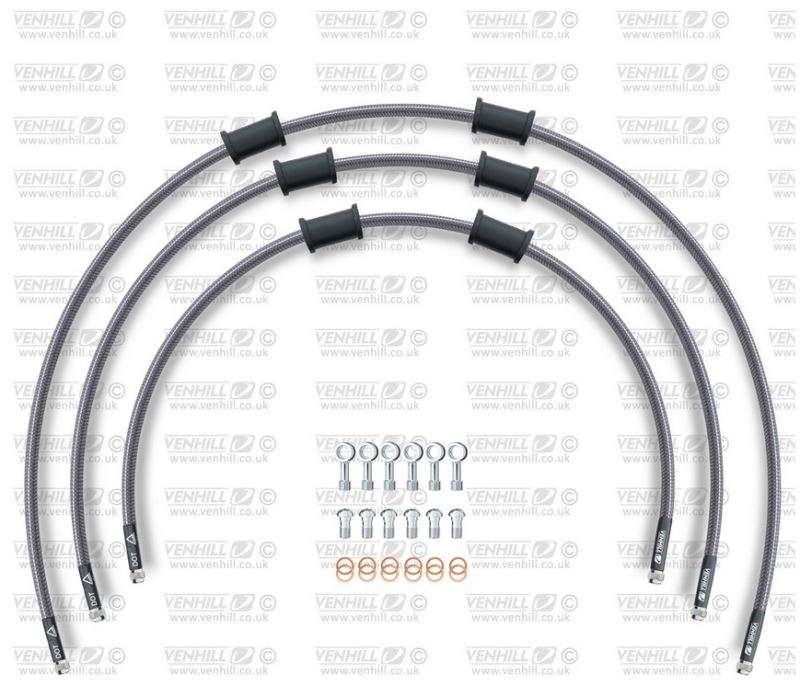 STANDARD Hadice přední brzdy sada Venhill POWERHOSEPLUS SUZ-5005F (3 hadice v sadě) Průhledné hadice, chromové koncovky