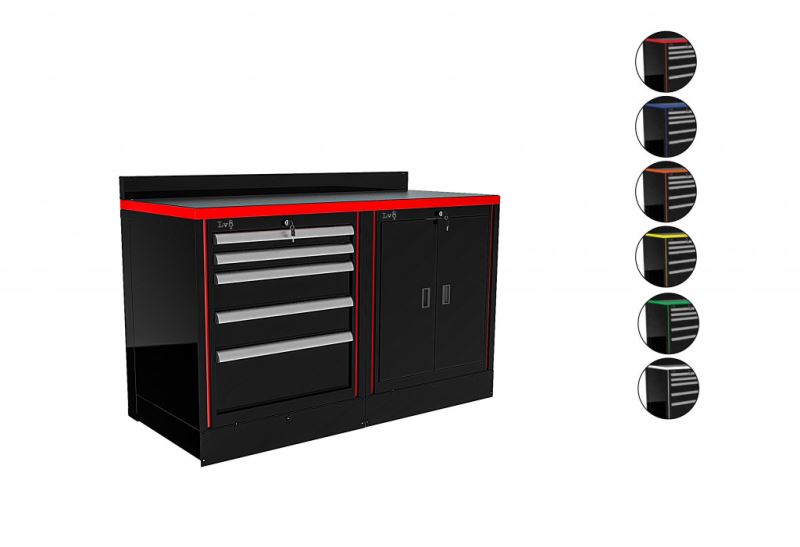 Pracovní stůl LV8 EQS16-02.R černá a červená