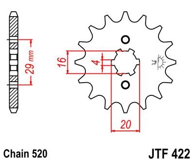 Řetězové kolečko JT JTF 422-14 14 zubů, 520