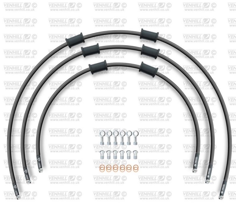 STANDARD Hadice přední brzdy sada Venhill POWERHOSEPLUS LAV-7001F-BK (3 hadice v sadě) černé hadice, chromové koncovky