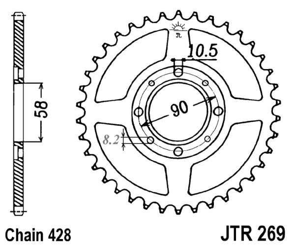 Řetězová rozeta JT JTR 269-46 46 zubů, 428